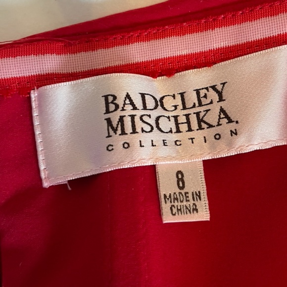 Badgley Mischka Strapless Red Silk Ruched Sides Formal Prom Gown NWT 8 - Picture 12 of 14